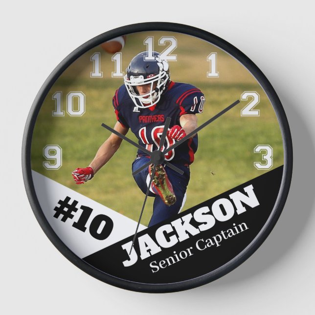 Custom photo football player or coach gift clock (Front)