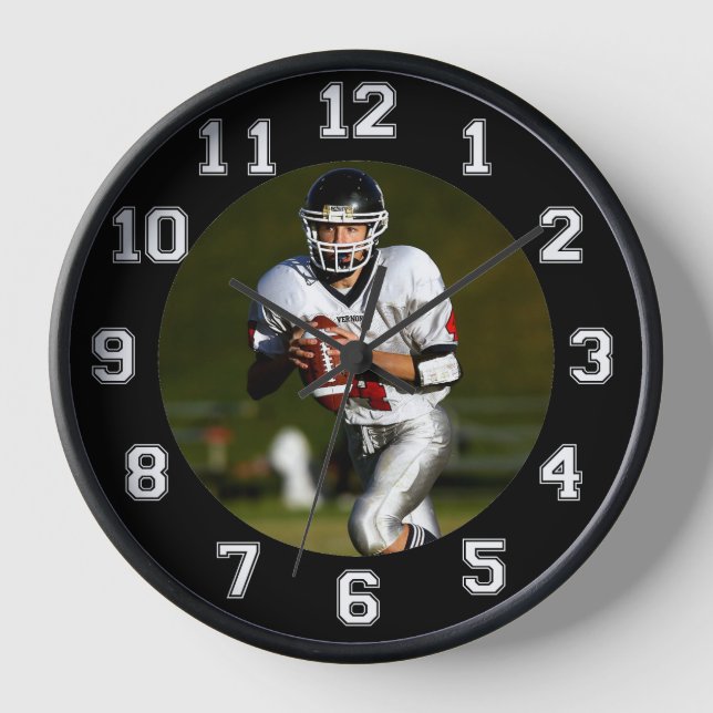 Custom photo football player or coach gift clock (Front)