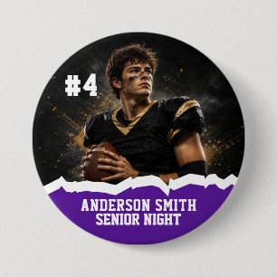 Custom Photo Football Senior Night Button Pin