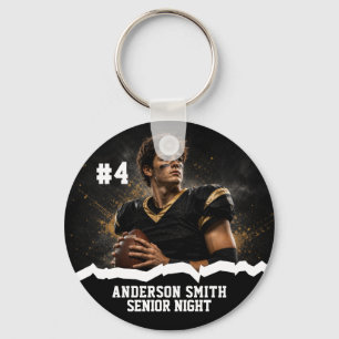 Custom Photo Football Senior Night Button Pin Keychain