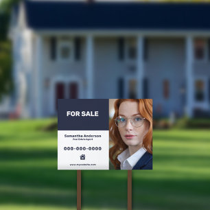 Custom Photo - For Sale Real Estate Blue Sign
