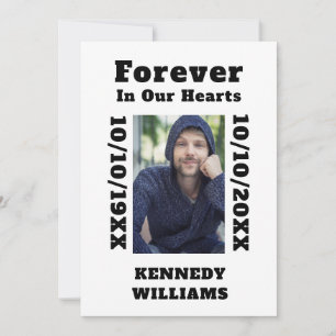 Custom Photo Forever In Our Hearts Black White Thank You Card