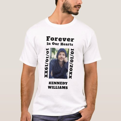 Custom Photo Forever In Our Hearts Death Memorial T_Shirt