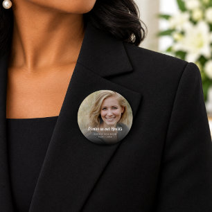 Custom Photo Forever In Our Hearts Funeral Button