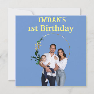 Custom Photo Frame 1st Birthday Card