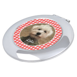 Custom Photo Frame Country Red Buffalo Check Plaid Compact Mirror