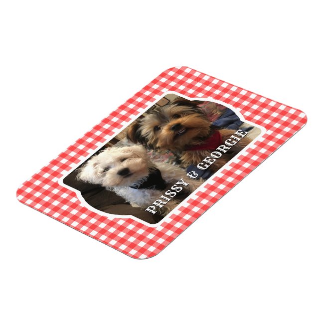 Custom Photo Frame Country Red Buffalo Check Plaid Magnet (Left Side)