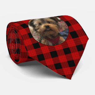 Custom Photo Frame Country Red Buffalo Check Plaid Neck Tie
