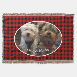 Custom Photo Frame Country Red Buffalo Check Plaid Throw Blanket