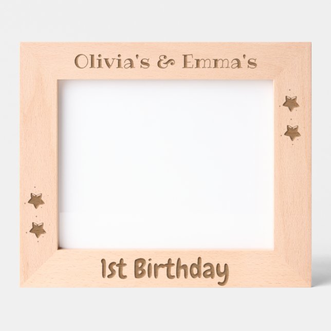 Custom Photo Frame for Twins, 1st Birthday, 10x8" (Front)