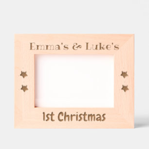 Custom Photo Frame, Twins 1st Christmas, 7 x 5" Engraved Frames