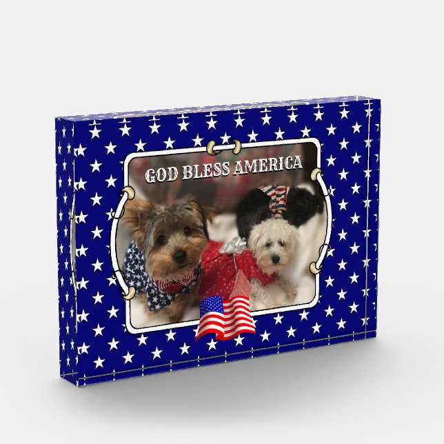 Custom Photo Frame USA American Flag Patriotic Fun Acrylic Award (Left)