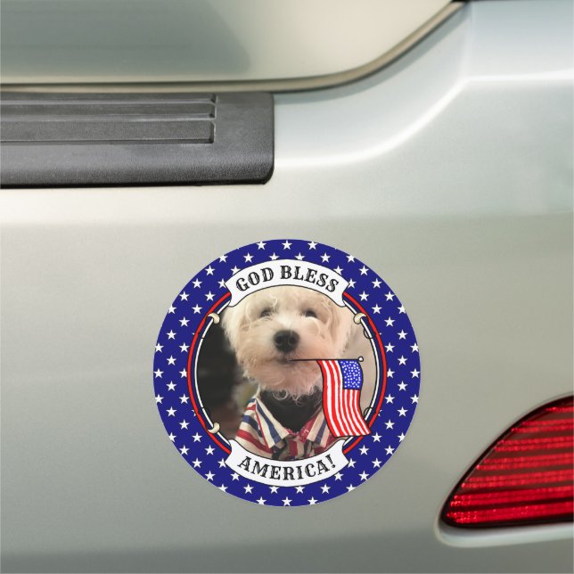 Custom Photo Frame USA American Flag Patriotic Fun Car Magnet (In Situ)