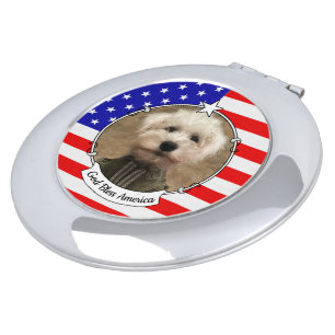 Custom Photo Frame USA American Flag Patriotic Fun Compact Mirror