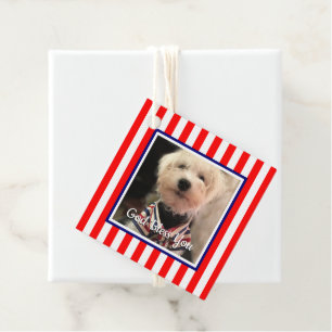 Custom Photo Frame USA American Flag Patriotic Fun Favor Tags
