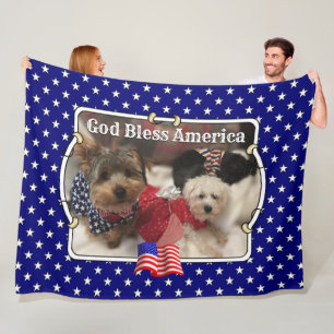 Custom Photo Frame USA American Flag Patriotic Fun Fleece Blanket