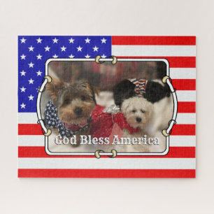 Custom Photo Frame USA American Flag Patriotic Fun Jigsaw Puzzle