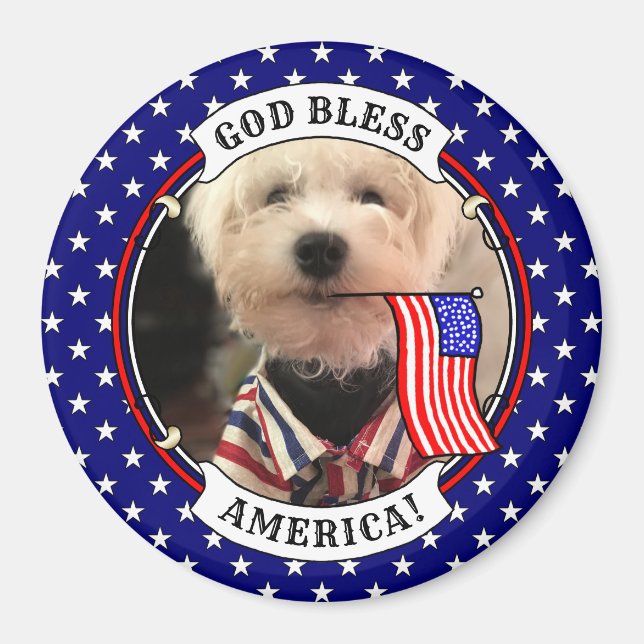 Custom Photo Frame USA American Flag Patriotic Fun Magnet (Front)