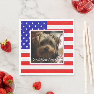 Custom Photo Frame USA American Flag Patriotic Fun Napkins