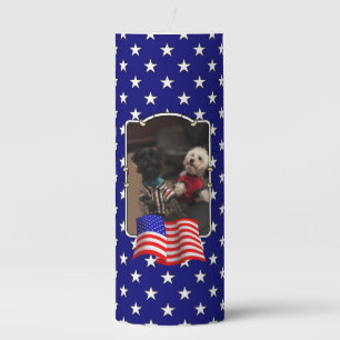 Custom Photo Frame USA American Flag Patriotic Fun Pillar Candle