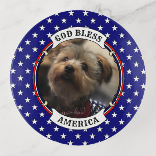 Custom Photo Frame USA American Flag Patriotic Fun Trinket Tray
