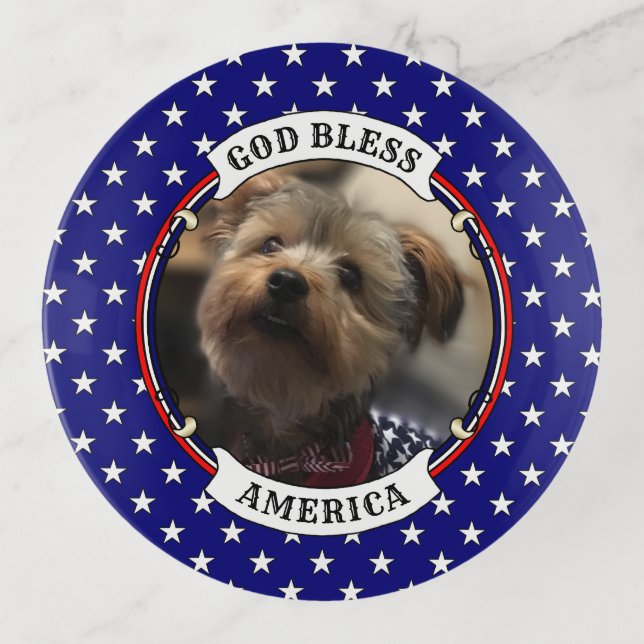 Custom Photo Frame USA American Flag Patriotic Fun Trinket Tray (Front)