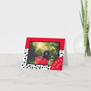 Custom Photo Framed with Black Dalmatian and Red Letterpress Thank You Card