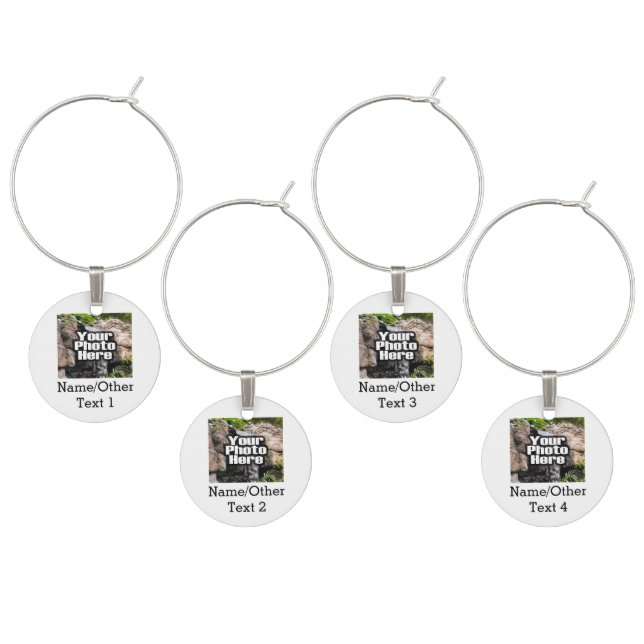 Custom Photo Full-Color Personalized Wine Glass Charm (Staggered)