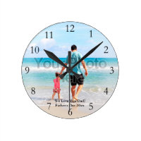 Custom Photo Full Color with Numbers Father's Day Round Clock