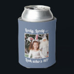 Custom Photo Fun Cool 40th Birthday Blue Can Cooler<br><div class="desc">Customize with your text and photo and wish Happy Birthday with these fun,  unique party favors! Perfect for a 40th birthday party but messages on front and back are fully customizable. Great for any outdoor birthday party,  bachelorette outing,  or any other celebration to create memories!</div>
