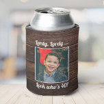 Custom Photo Fun Cool 40th Birthday Rustic Modern Can Cooler<br><div class="desc">Customize with your text and photo and wish Happy Birthday with these fun, unique party favors! Perfect for a 40th birthday party but messages on front and back are fully customizable. Great for any outdoor birthday party, bachelorette outing, or any other celebration to create memories! This is the rustic version...</div>