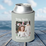 Custom Photo Fun Cool 40th Birthday Sage Can Cooler<br><div class="desc">Customize with your text and photo and wish Happy Birthday with these fun,  unique party favors! Perfect for a 40th birthday party but messages on front and back are fully customizable. Great for any outdoor birthday party,  bachelorette outing,  or any other celebration to create memories!</div>