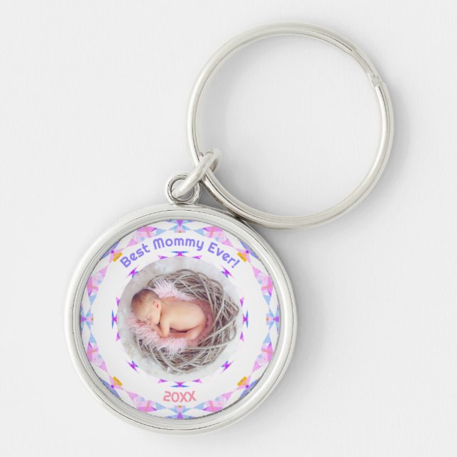 Custom Photo Fun Mother’s Day Best Mommy Ever Gift Keychain (Front)