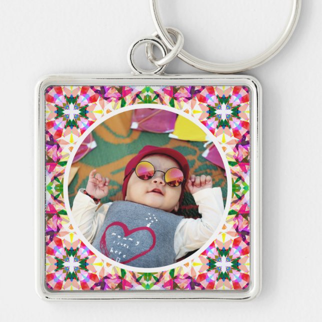 Custom Photo Fun Pink Happy Mother’s Day Keepsake Keychain (Front)