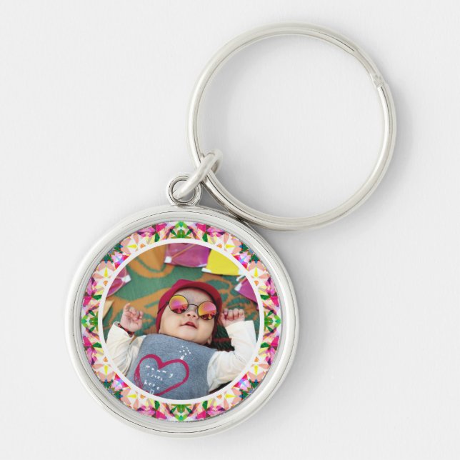Custom Photo Fun Pink Happy Mother’s Day Keepsake Keychain (Front)