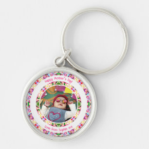 Custom Photo Fun Pink Happy Mother’s Day Keepsake Keychain