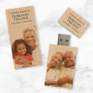 Custom Photo Funeral Memorial Keepsake USB Wood Flash Drive
