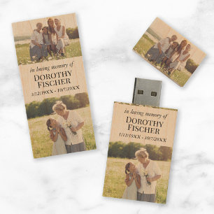 Custom Photo Funeral Memorial Keepsake USB Wood Flash Drive