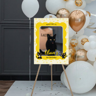 Custom Photo Funny Black Cat Party Welcome Foam Board