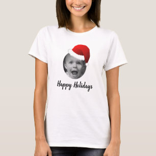 Custom Photo Funny Christmas Santa Hat DIY T-Shirt