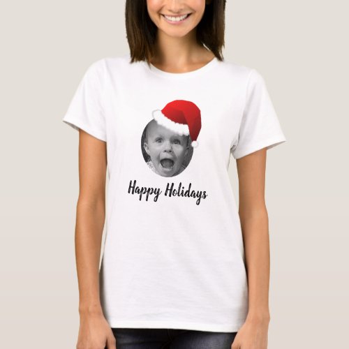 Custom Photo Funny Christmas Santa Hat DIY T_Shirt