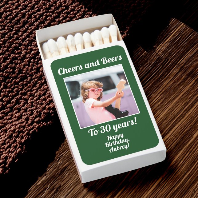Custom Photo Funny Cool 30th Birthday Green Matchboxes (Creator Uploaded)