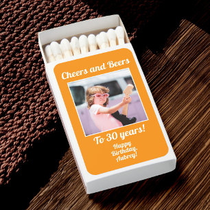 Custom Photo Funny Cool 30th Birthday Orange Matchboxes