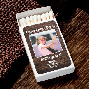 Custom Photo Funny Cool 30th Birthday Wood Matchboxes