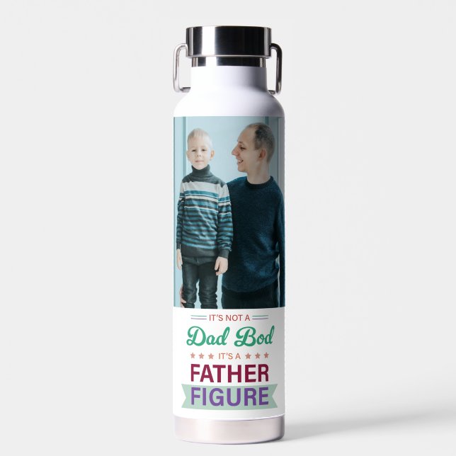 Custom Photo Funny Dad Gift Father Figure Quote Water Bottle (Front)
