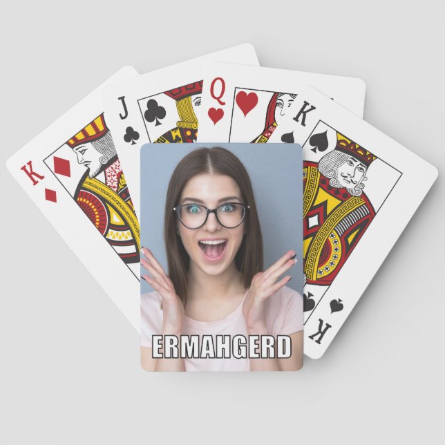 Custom Photo Funny Ermahgerd Meme Style Poker Cards (Back)