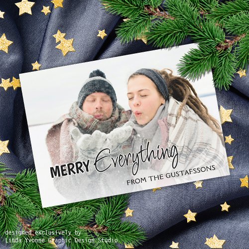 Custom Photo Funny Merry Everything Humor Text Holiday Card
