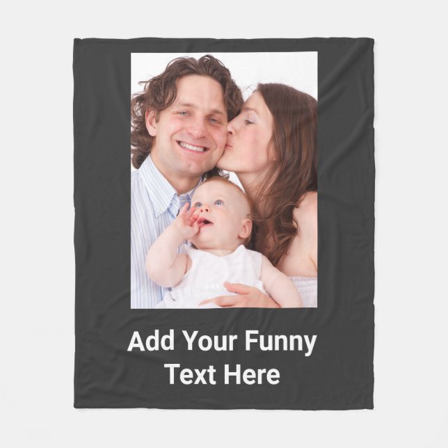 Custom Photo & Funny Text Personalized Fleece Blanket (Front)