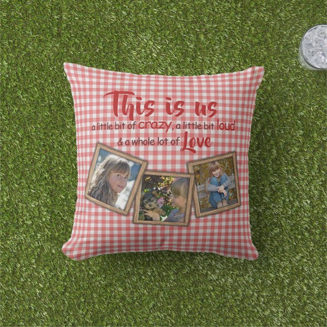 Custom Photo Funny This Is Us Family Quote Outdoor Pillow (Grass)