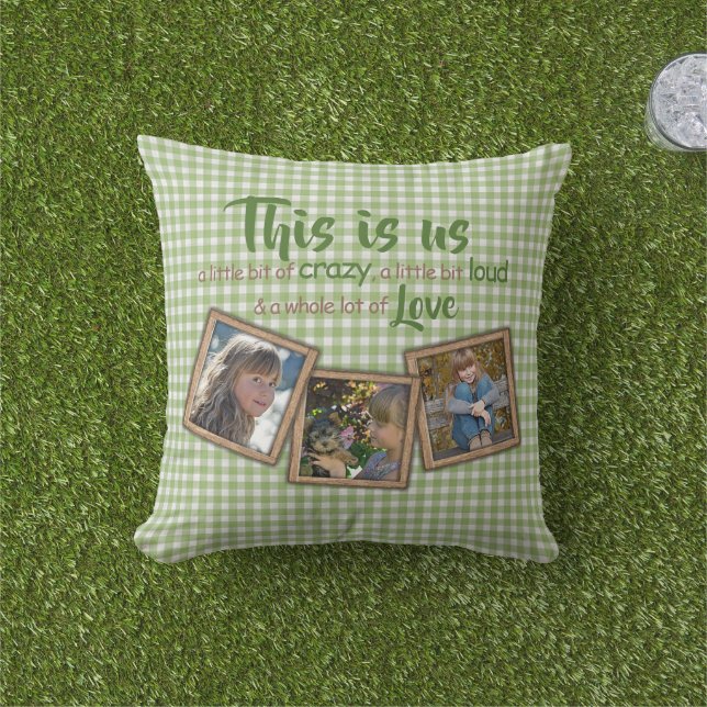 Custom Photo Funny This Is Us Family Quote Outdoor Pillow (Grass)